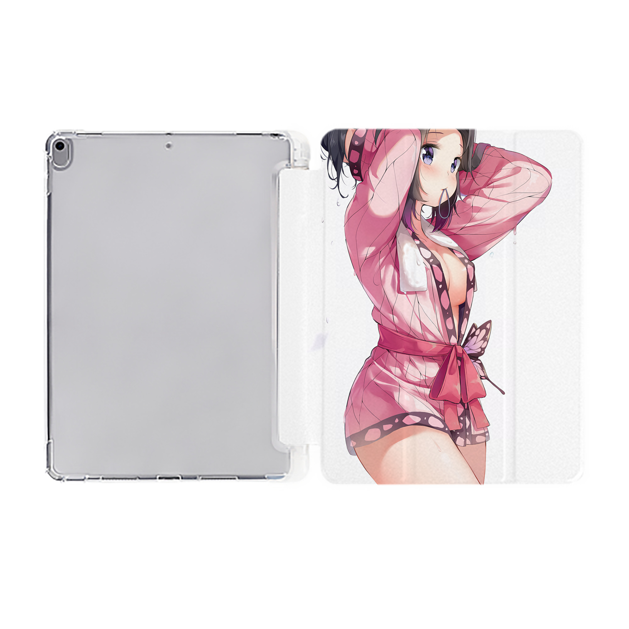 （画像用） 鬼滅の刃（きめつのやいば）蟲柱-胡蝶 しのぶ／こちょう しのぶ Kochou Shinobu IPad ケース ペン収納付き 三つ折りスタンド PUレザー×シリコン 対応機種9.5/10.5/10.9インチ